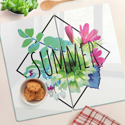 Tabla para cortar Flores de verano con la inscripción 