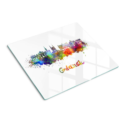 Tabla para cortar Gdansk en colores de acuarela