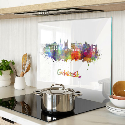 Tabla para cortar Gdansk en colores de acuarela