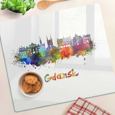 Tabla para cortar Gdansk en colores de acuarela