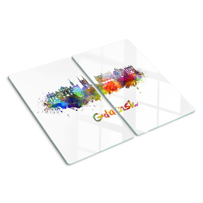 Tabla para cortar Gdansk en colores de acuarela
