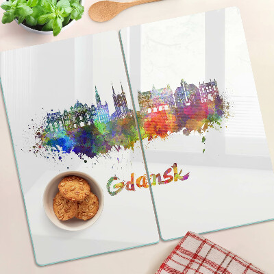 Tabla para cortar Gdansk en colores de acuarela