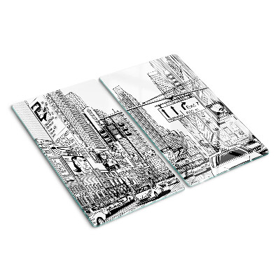 Tabla de cortar de cristal Nueva York al estilo de los cómics