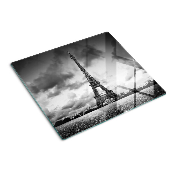 Tabla de cortar de cristal Torre Eiffel en blanco y negro