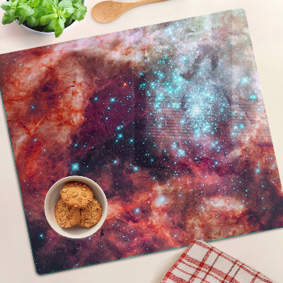 Tabla de cortar de cristal Paisaje espacial con estrellas