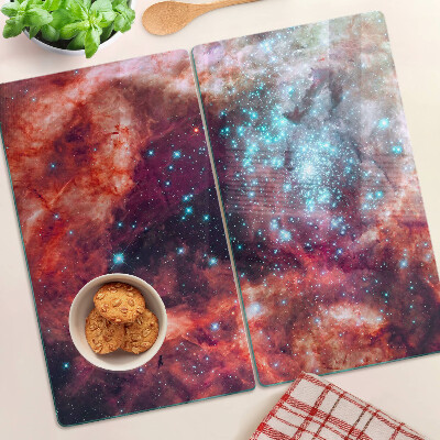 Tabla de cortar de cristal Paisaje espacial con estrellas