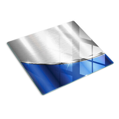 Tabla de cortar de cristal Patrón metálico con acentos azules.