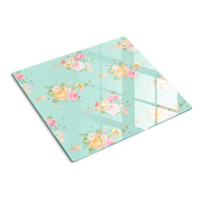 Tabla de cortar de cristal Estampado floral en colores pastel
