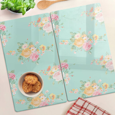 Tabla de cortar de cristal Estampado floral en colores pastel
