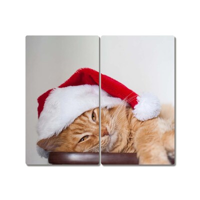 De vidrio templado Gato del sombrero de Santa de Navidad