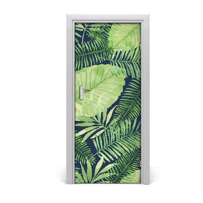 Lámina adhesiva de puerta Hojas tropicales