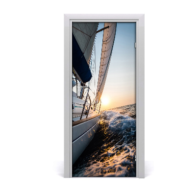 Pegatina para puerta El yate en el mar