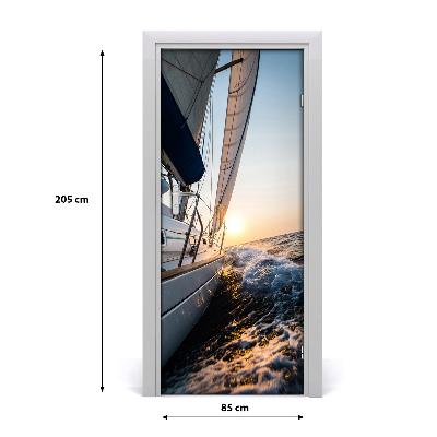 Pegatina para puerta El yate en el mar