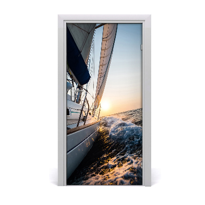 Pegatina para puerta El yate en el mar