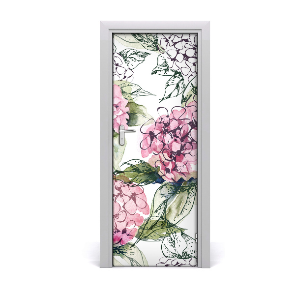Lámina adhesiva de puerta Hortensia