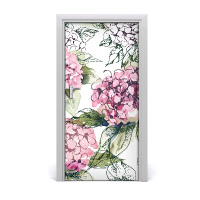 Lámina adhesiva de puerta Hortensia