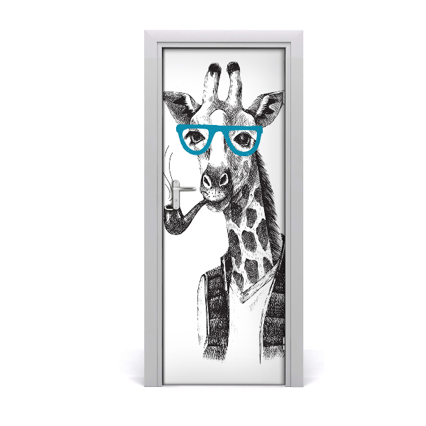 Vinilo para puerta Jirafas con gafas
