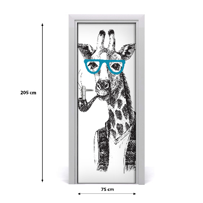 Vinilo para puerta Jirafas con gafas
