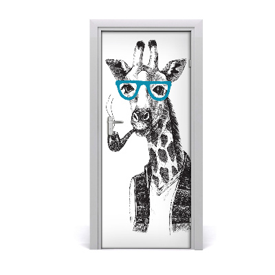 Vinilo para puerta Jirafas con gafas
