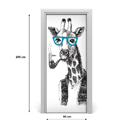 Vinilo para puerta Jirafas con gafas