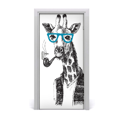 Vinilo para puerta Jirafas con gafas