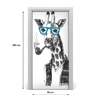 Vinilo para puerta Jirafas con gafas