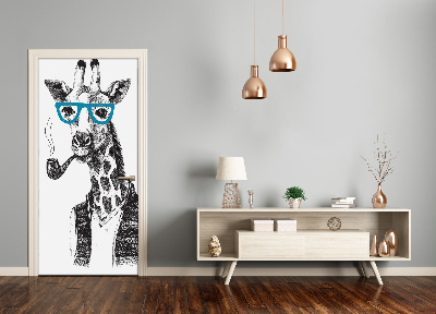 Vinilo para puerta Jirafas con gafas