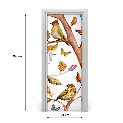 Vinilo para puerta Mariposas hojas