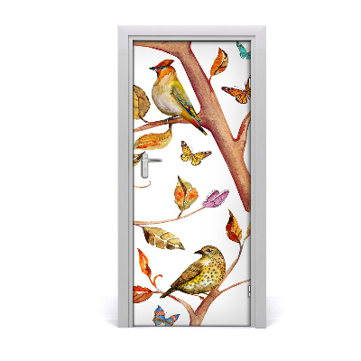 Vinilo para puerta Mariposas hojas