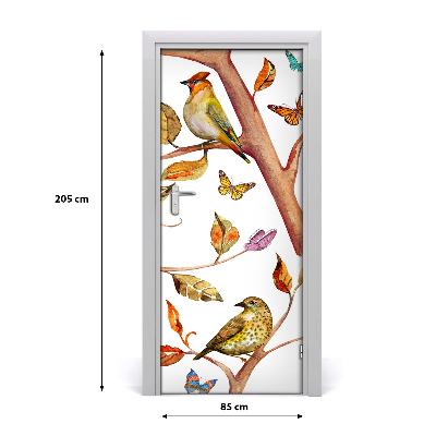 Vinilo para puerta Mariposas hojas