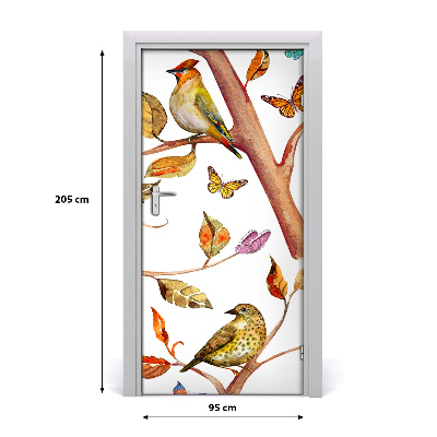 Vinilo para puerta Mariposas hojas