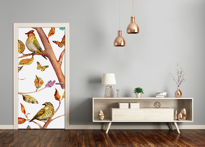 Vinilo para puerta Mariposas hojas