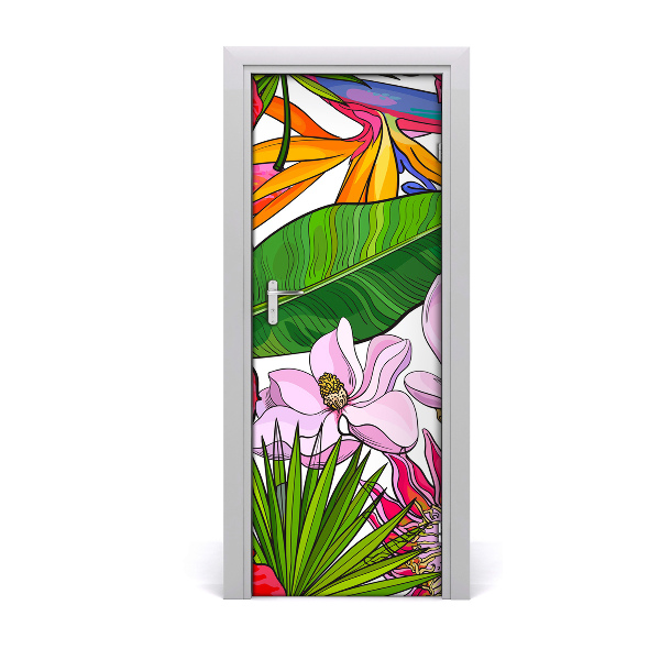 Lámina adhesiva de puerta Motivo hawaiano