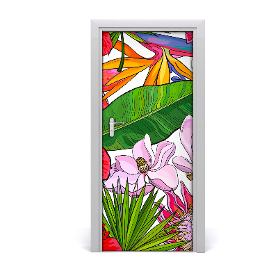 Lámina adhesiva de puerta Motivo hawaiano