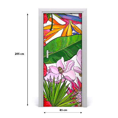 Lámina adhesiva de puerta Motivo hawaiano