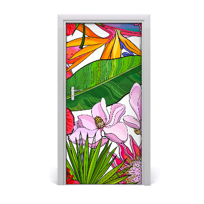 Lámina adhesiva de puerta Motivo hawaiano