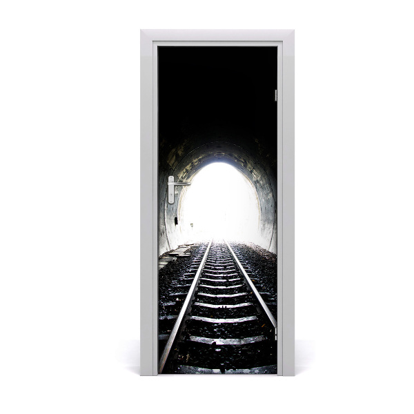 Pegatina para puerta Tunel vías de tren