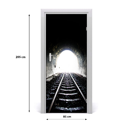 Pegatina para puerta Tunel vías de tren