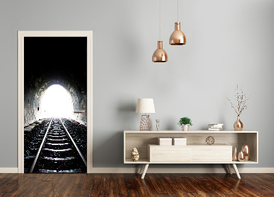 Pegatina para puerta Tunel vías de tren