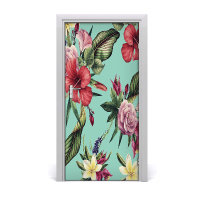 Lámina adhesiva de puerta Motivo hawaiano