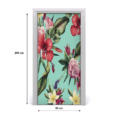 Lámina adhesiva de puerta Motivo hawaiano