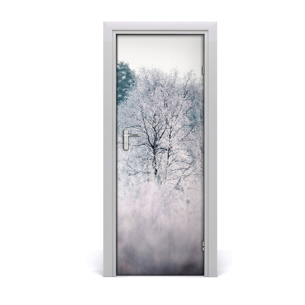 Vinilo para puerta Bosque en invierno
