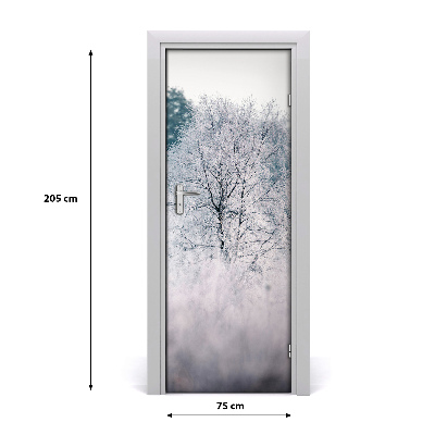 Vinilo para puerta Bosque en invierno