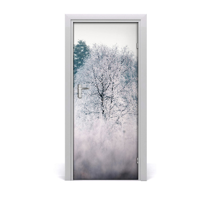 Vinilo para puerta Bosque en invierno