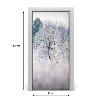 Vinilo para puerta Bosque en invierno