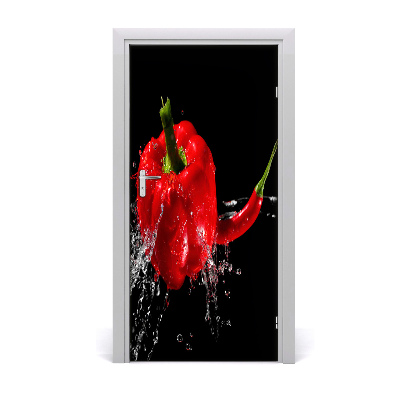 Vinilo para puerta Dos pimientos