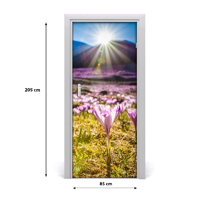 Vinilo para puerta Crocus en el monte