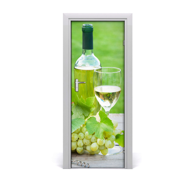 Vinilo para puerta Uvas y vino