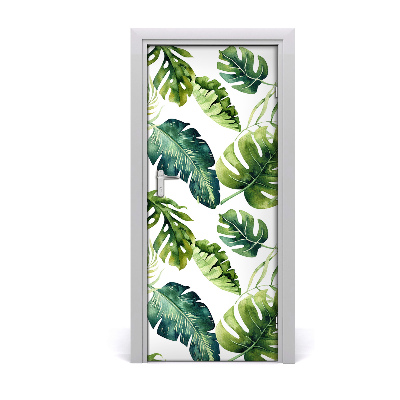 Lámina adhesiva de puerta Hojas tropicales