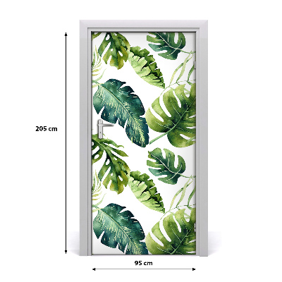 Lámina adhesiva de puerta Hojas tropicales